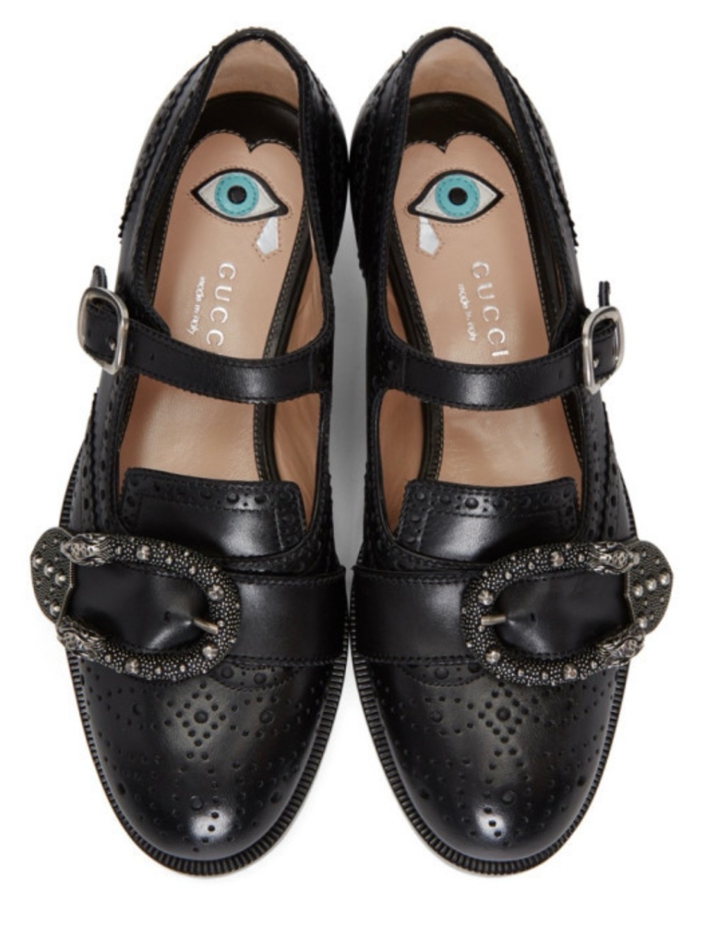Gucci Black Iowa Dionysus Mary Jane Brogues 37